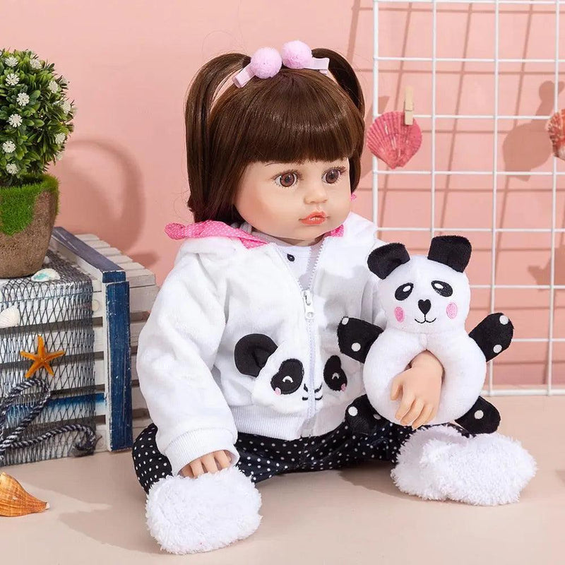 Boneca Bebe Reborn de Silicone Morena Caroline Pandinha 48cm - Malki toys