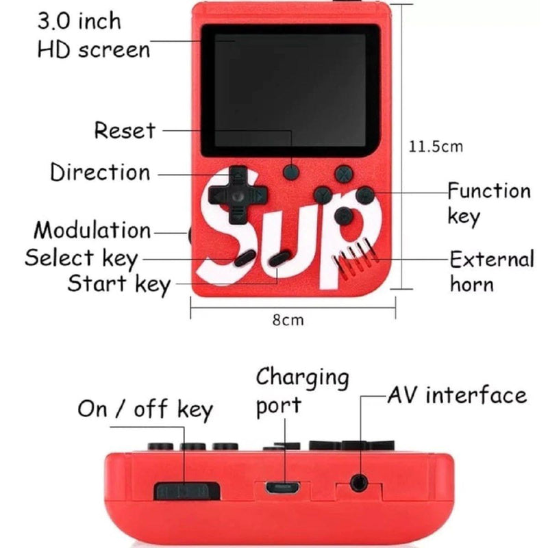 Mini jogo de vídeo portátil sup c/400 jogos + 1 controle para 2